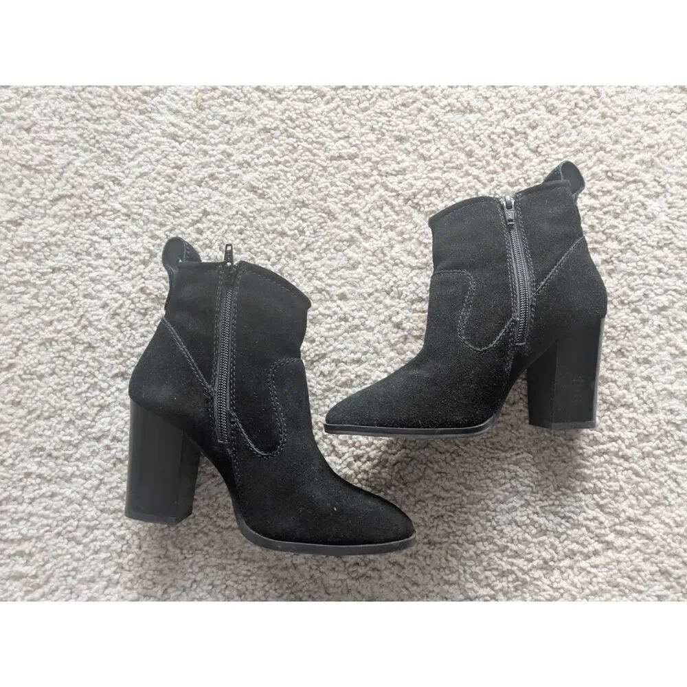 Like New Steve Madden Black Riddock Suede Leather Ankle Boots Sz 6.5